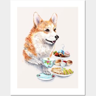 Corgi Having High Tea Posters and Art